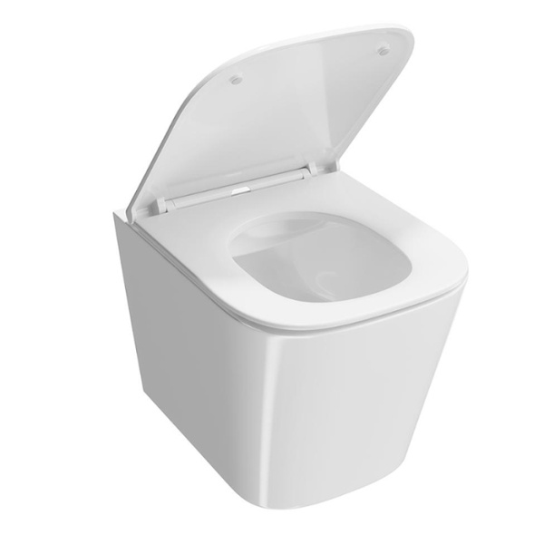 Kerama Marazzi Унитаз CUBO подвесной безободковый с крепежом и сиденьем, быстросъемным с softclose, белый глянцевый 