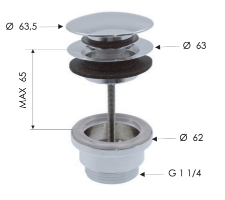 Донный клапан универсальный 1”1/4 Remer 905CCR114VO, латунь состаренная 