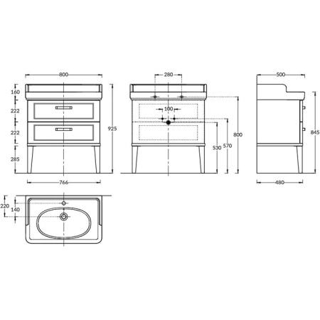 Kerama Marazzi Тумба POMPEI напольная с 2 ящиками 80, белая глянцевая (замена PO.N.80.2\WHT) 