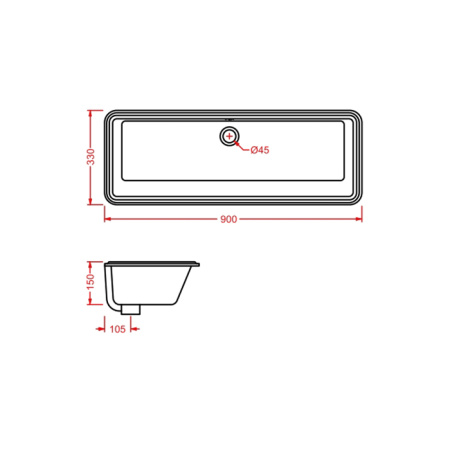 Artceram WASHBASINS GEA  Раковина встраиваемая снизу 90х33 см, без отв под смеситель,  без крепежа ACA001, цвет белый. 