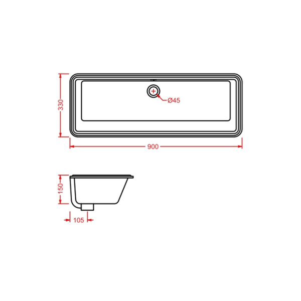 Artceram WASHBASINS GEA  Раковина встраиваемая снизу 90х33 см, без отв под смеситель,  без крепежа ACA001, цвет белый. 