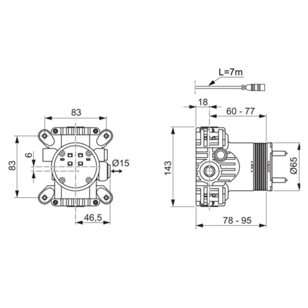 Ideal Standard Встраиваемый комплект для монтажа верхнего душа SOLOS A7887AA, A7888AA, A7890AA, A7891AA. Необходимо эл.питаниеNeutral (Нейтральный) 
