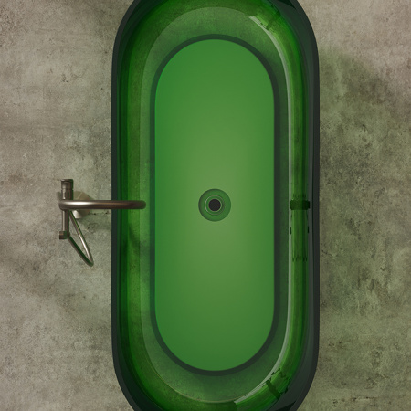 DEA DESIGN Shadow Ванна отдельностоящая 170x72xh56 см, материал: Glasstech прозрачная смола, цвет: Emerald R3 