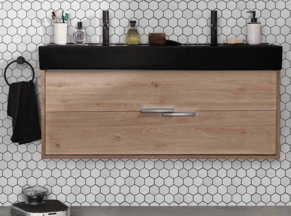 EB1669-E75-E75  VIVIENNE Тумба для раковины 120 см, к. дуб давос натуральный, ф. дуб давос натуральный 