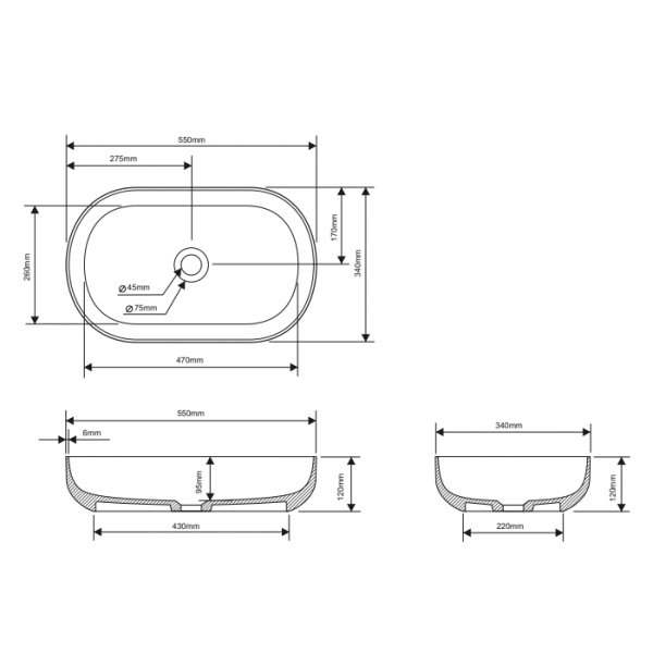 DEA DESIGN Раковина настольная 550х340хh120 мм, цвет classic green 