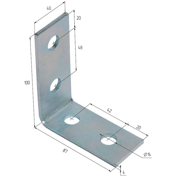HILST Уголок 90 градусов 101х40х87х4 