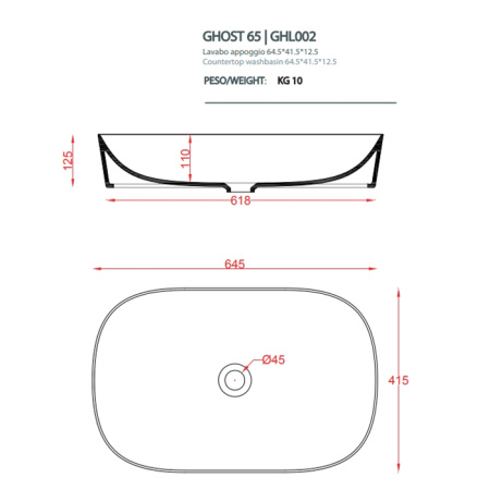 Artceram Ghost Раковина накладная 65х42 см, , без отв под смеситель, без слив-перелива, цвет giallo zinco 