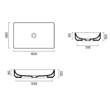 Catalano GREEN Раковина 60x38 накладная, без отв. под смеситель, покрытие Cataglaze+, цвет белый глянцевый 