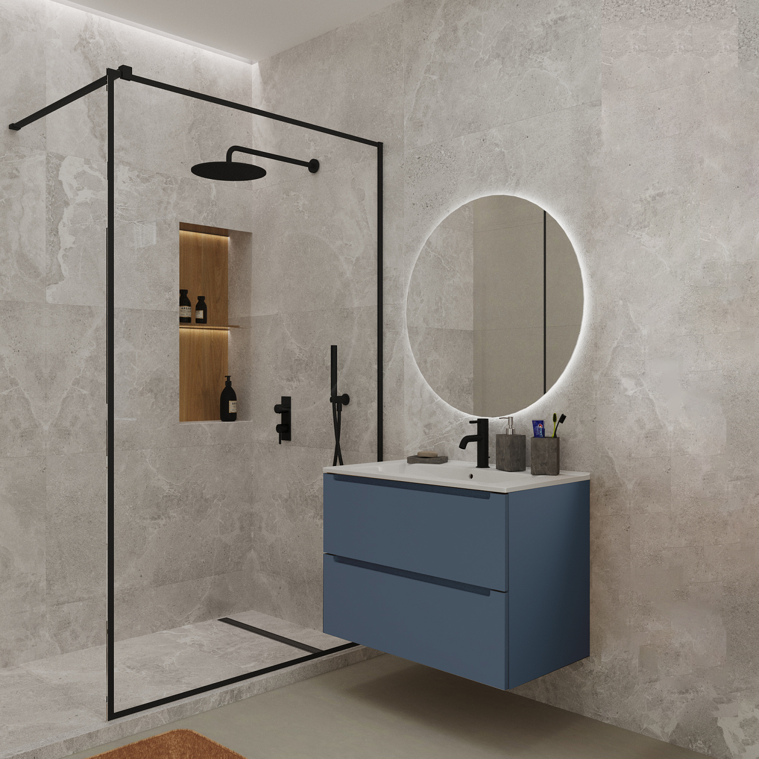 Тумба под раковину/столешницу Дион, Пепельно-синий 100