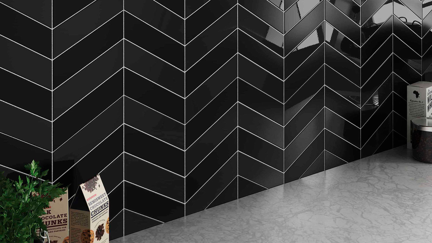 CHEVRON WALL BLACK RIGHT