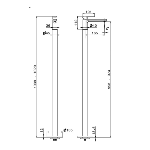 Newform Haka Внешняя часть отдельностоящего смесителя для ванны с изливом и переключателем, цвет: PVD brushed stainless steel 