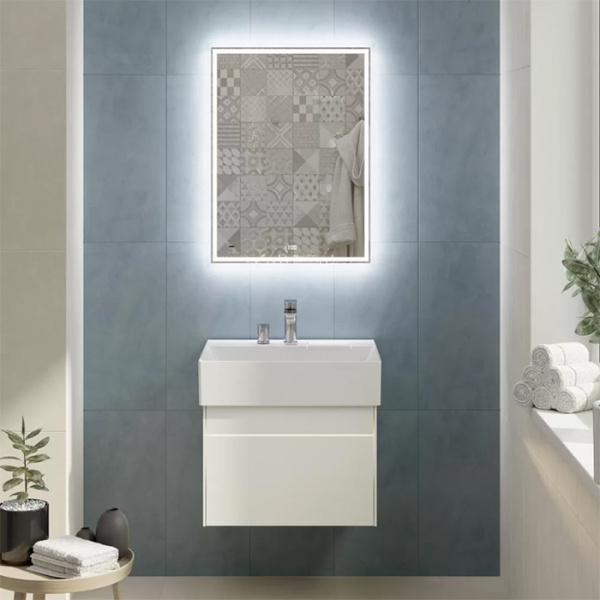 Kerama Marazzi Зеркало TECNO 60х80 см. c LED подсветкой, с функцией антизапотевание, белое глянцевое 
