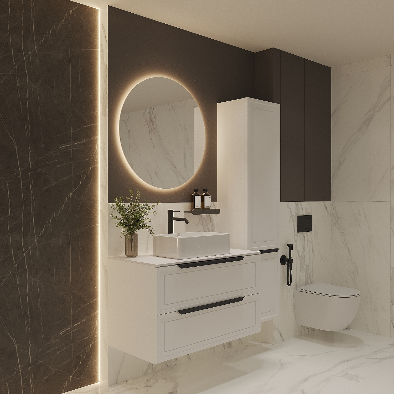 Тумба со столешницей Севилья, Белый мат / Столешница компакт-плита, Белая