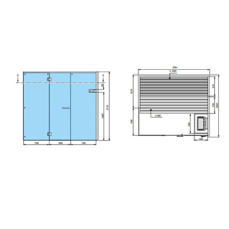 Effegibi Sky Corner Сауна 230x200h211см, DX, цвет: канадский хемлок 