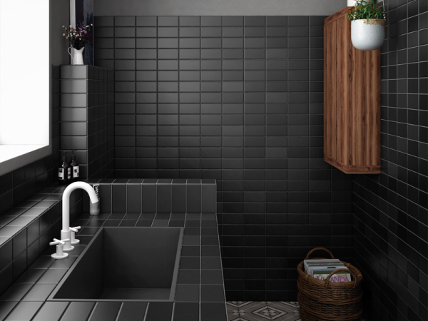 Плитка керамическая настенная 26484 MATELIER Volcanic Black 7,5х30 см 