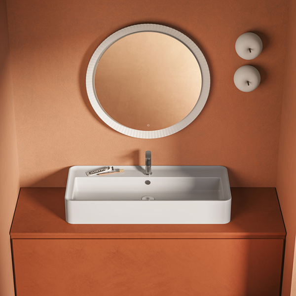 Artceram RODOLFO 100  Раковина накладная/подвесная  100х45 см, с 1 отв под смеситель, без слив перелива, цвет белый.+покр SANIGLAZE 