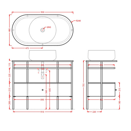 Полка сетчатая, Artceram, Flair 4.0, для металлической консоли, цвет черный матовый 