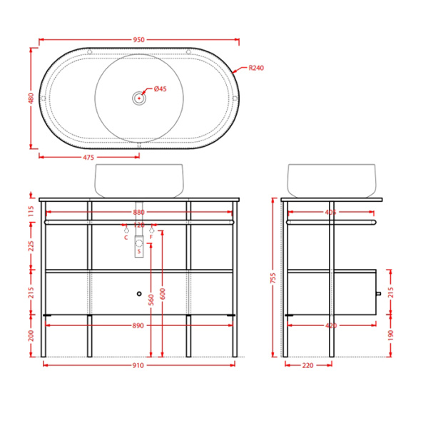Полка сетчатая, Artceram, Flair 4.0, для металлической консоли, цвет черный матовый 