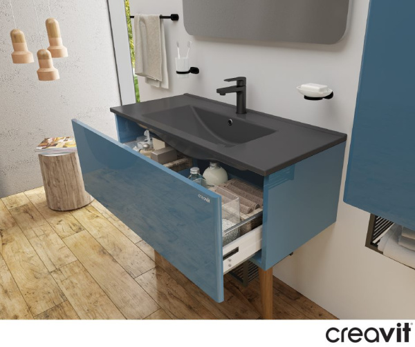 CREAVIT Раковина мебельная/подвесная (45*100 см) АНТРАЦИТ SU100.60000 