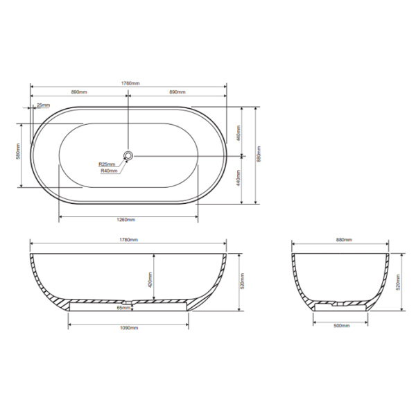 DEA DESIGN Ванна 1780х880хh520 мм отдельностоящая, цвет brown copper 