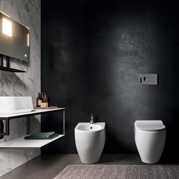 Kerasan Flo унитаз NEW напольный  БЕЗОБОДКОВЫЙ 53см, цвет белый (крепить на силикон или на крепеж 762901) 