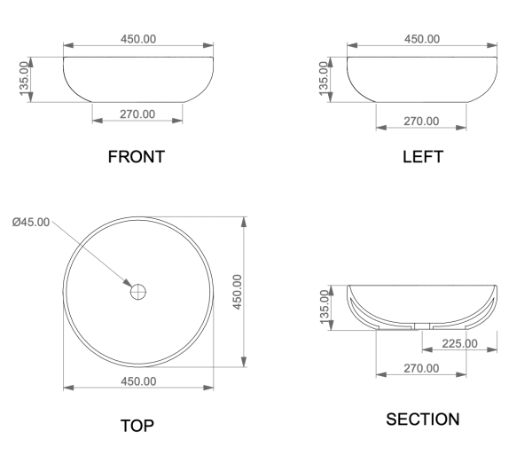 Раковина накладная 45 см GSG Ceramic Design Easy EALAVRO45000, белый глянцевый 