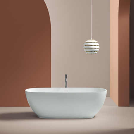 Artceram HOOP  Ванна отдельностоящая из искусственного камня Livingtec 170х70х50 см, со слив-переливом (с сифоном ACA066), цвет белый глянцевый 