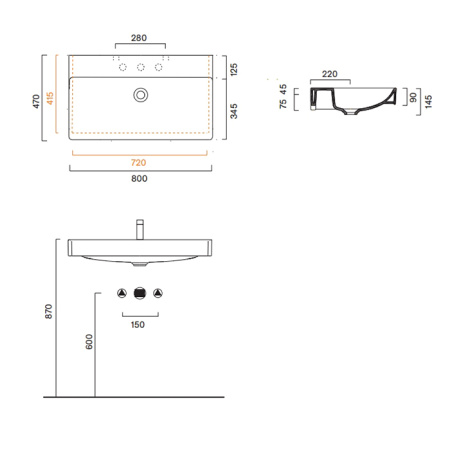 Catalano GREEN Раковина 80x47, без отв. под смеситель, покрытие Cataglaze+, цвет белый глянцевый 