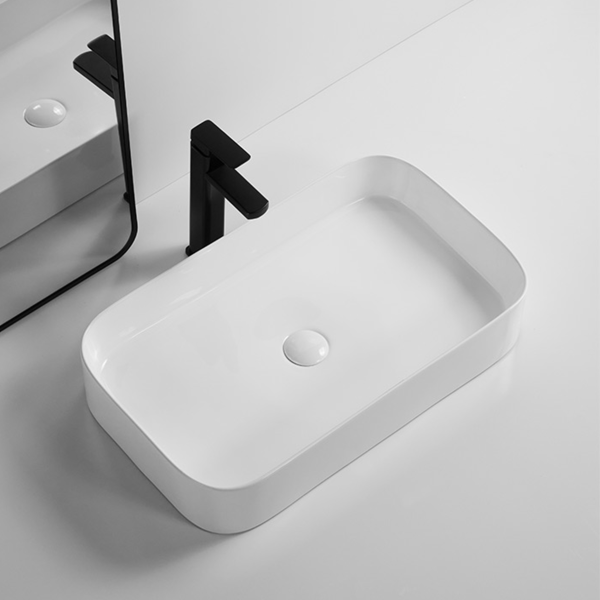 Раковина накладная Oliveeka 9690A на столешницу 560 х 380 белая 