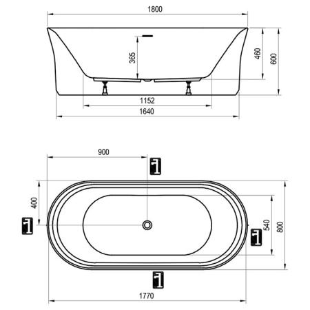 RAVAK Ypsilon Ванна отдельностоящая YPSILON 1800x800 белая (слив-перелив - хром) (цена по АКЦИИ с нашего склада) 