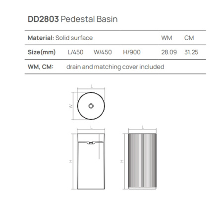 DEA DESIGN Pedestal Basin Раковина напольная d450хh900 мм, цвет dark camel 