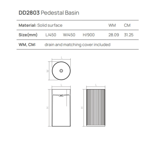 DEA DESIGN Pedestal Basin Раковина напольная d450хh900 мм, цвет dark camel 