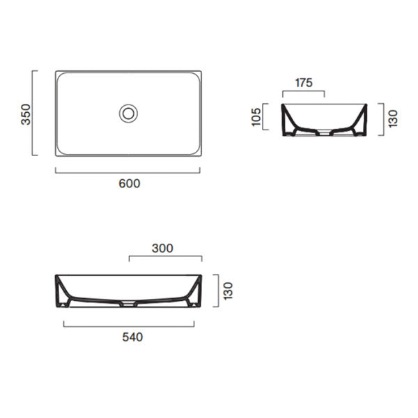 Catalano PREMIUM Раковина 60x35 накладная, без отв. под смеситель, покрытие Cataglaze+, цвет белый матовый 