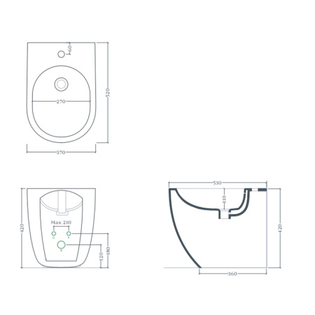 ARTCERAM FILE 2.0 Биде напольное 37х52 см, 1 отверстие, цвет черный матовый/покрытие Saniglaze 