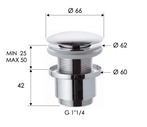 Донный клапан без перелива 1”1/4 Remer 904CC2114 