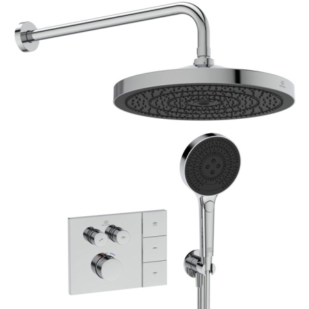 Ideal Standard Solos 3-функц.(Rain, Silkrain, SecondSkin) верхний душ 30см, цвет: хром 