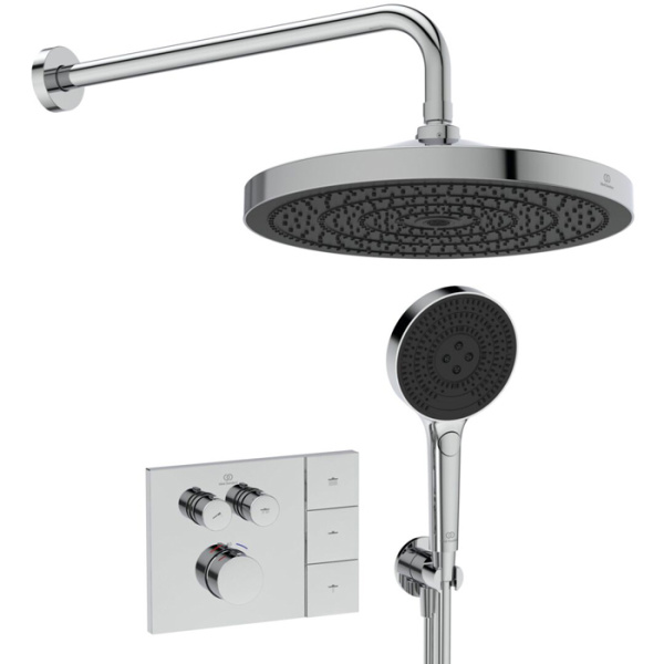 Ideal Standard Solos 3-функц.(Rain, Silkrain, SecondSkin) верхний душ 30см, цвет: хром 