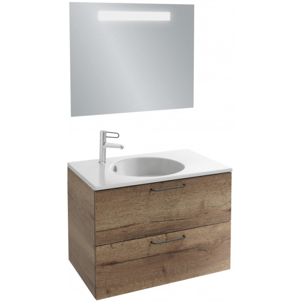 EB2522-R9-E52 тумба для раковины EXAW112-Z ODEON RIVE GAUCHE два ящика, ручки черные /80/(дуб табак) 