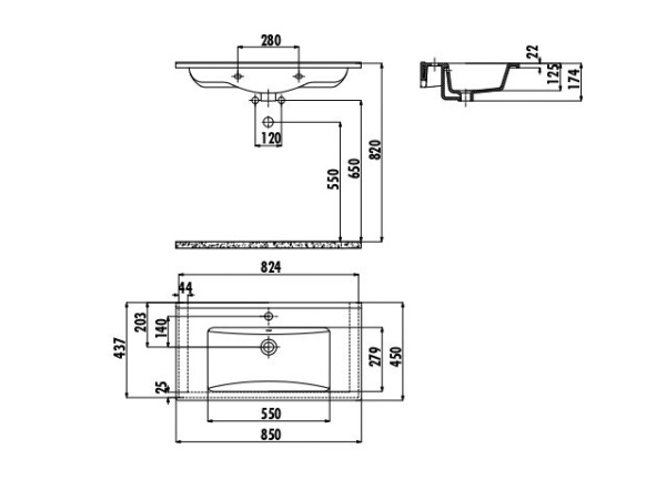CREAVIT Раковина мебельная/подвесная (45*85см) SU085.00000 