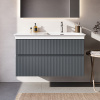 IS Finesse Тумба подвесная 100х50 см. R, 2 ящ. softclose, ручка-паз, без сифона EE23033967,для раковин E2647, E2704, E2679 Ribbed Matt ashblue Lacquer