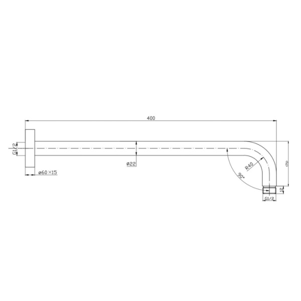 NEMO NM-8021CR Держатель верхнего душа из стены 400 мм CHROME PLATED 