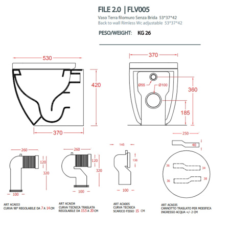 Artceram FILE Унитаз напольный Rimless 36x52 см, цвет salvia 