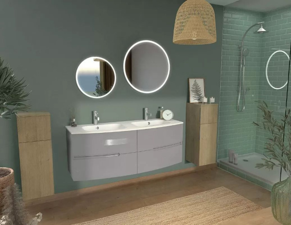 EB1883RU-00 Nona Nona раковина из гелькоата,  глянцевый белый, 140 см, 2 раковины 