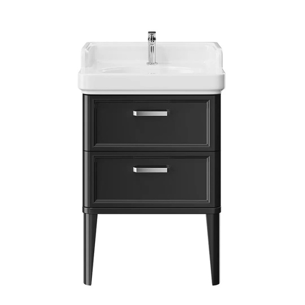 Kerama Marazzi Тумба POMPEI напольная с 2 ящиками 60, черная глянцевая (замена PO.N.60.2\BLK) 