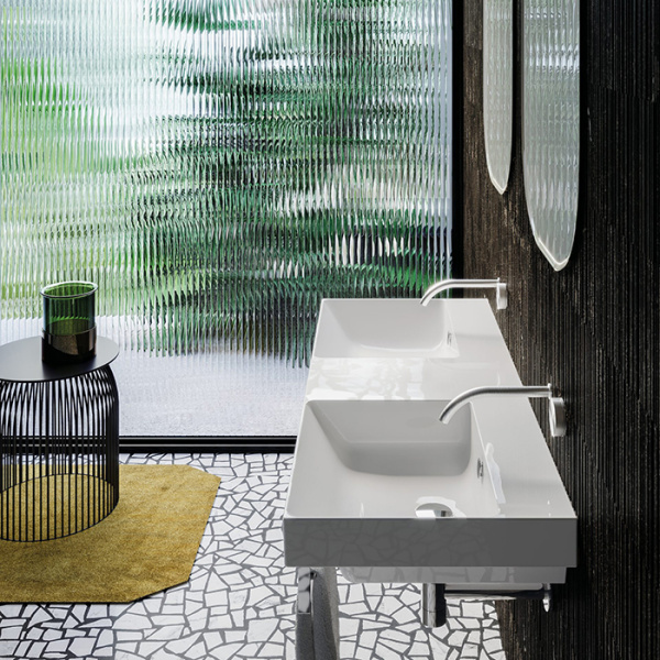 Catalano ZERO Раковина 125x50 двойная, без отв. под смеситель, покрытие Cataglaze+, цвет белый глянцевый 