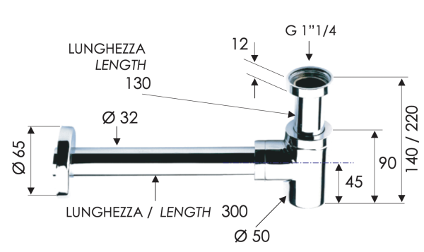 Сифон 1”1/4 Remer 958BNO, черный матовый 