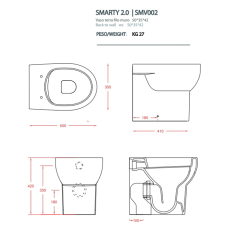 ARTCERAM SMARTY Унитаз напольный безободковый 37х50 см, слив универсальный, без креплений, цвет белый 