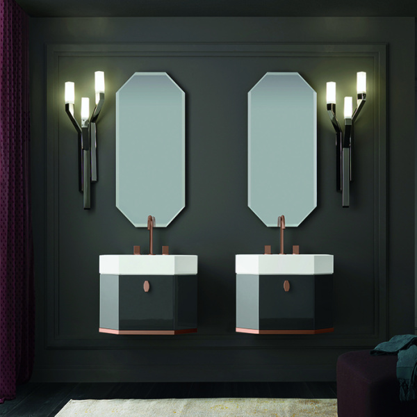 VITAGE milldue edition Dandy Тумба под раковину 66x47xh36 см, с 1м выдвж. ящиком, дек. боковинами+нижний дек. профиль, цвет: grafite lucido/oro rosso 