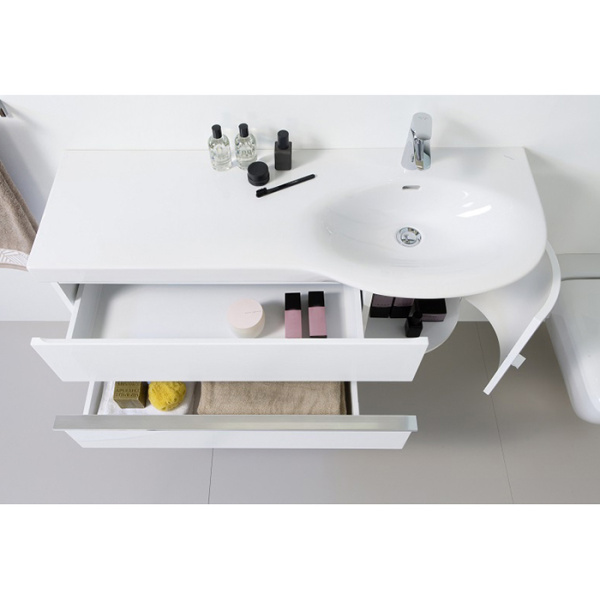 LAUFEN PALACE Тумба под раковину 1140x375x450 мм., 1 дверца, петли справа, 2 ящика, цвет белый глянцевый (НЕ произв!) 