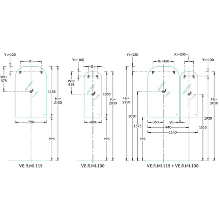 Kerama Marazzi Зеркало VETRATA R 720х1155 мм, сенсор со сменой цвета подсветки и антизапотевание, белое 